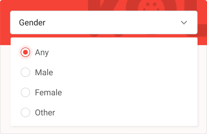 Filter influencers based on gender