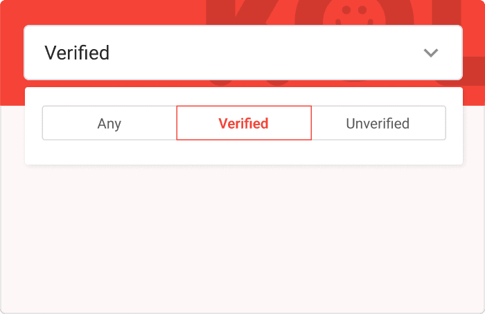 Filter for verified influencers